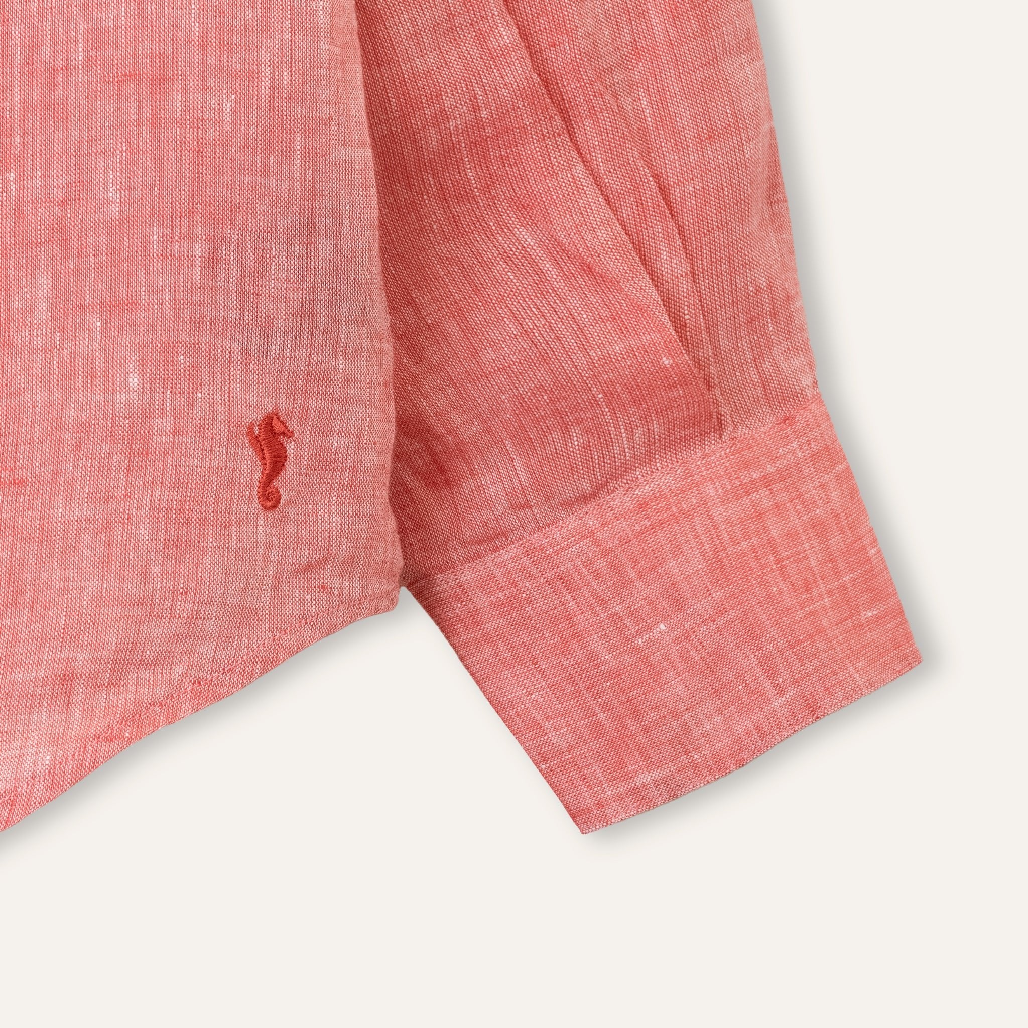Casual Linen Shirt Coral - Image 4