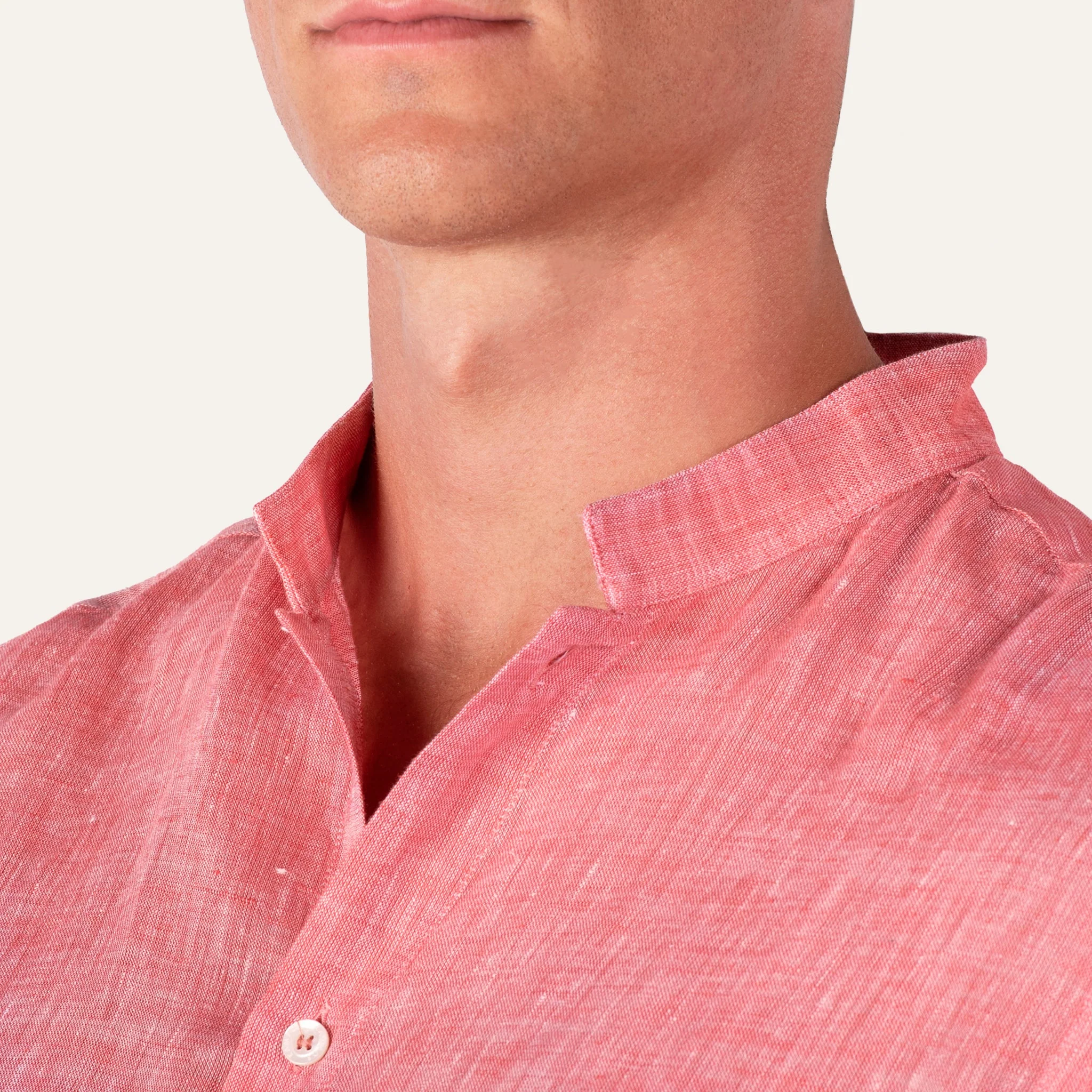 Casual Linen Shirt Coral - Image 5