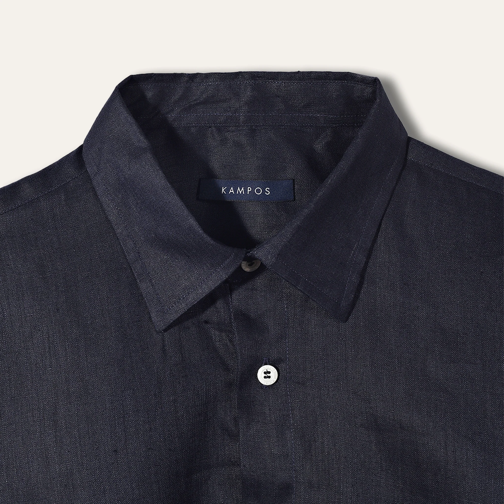 Classic Linen Shirt Navy - Image 3