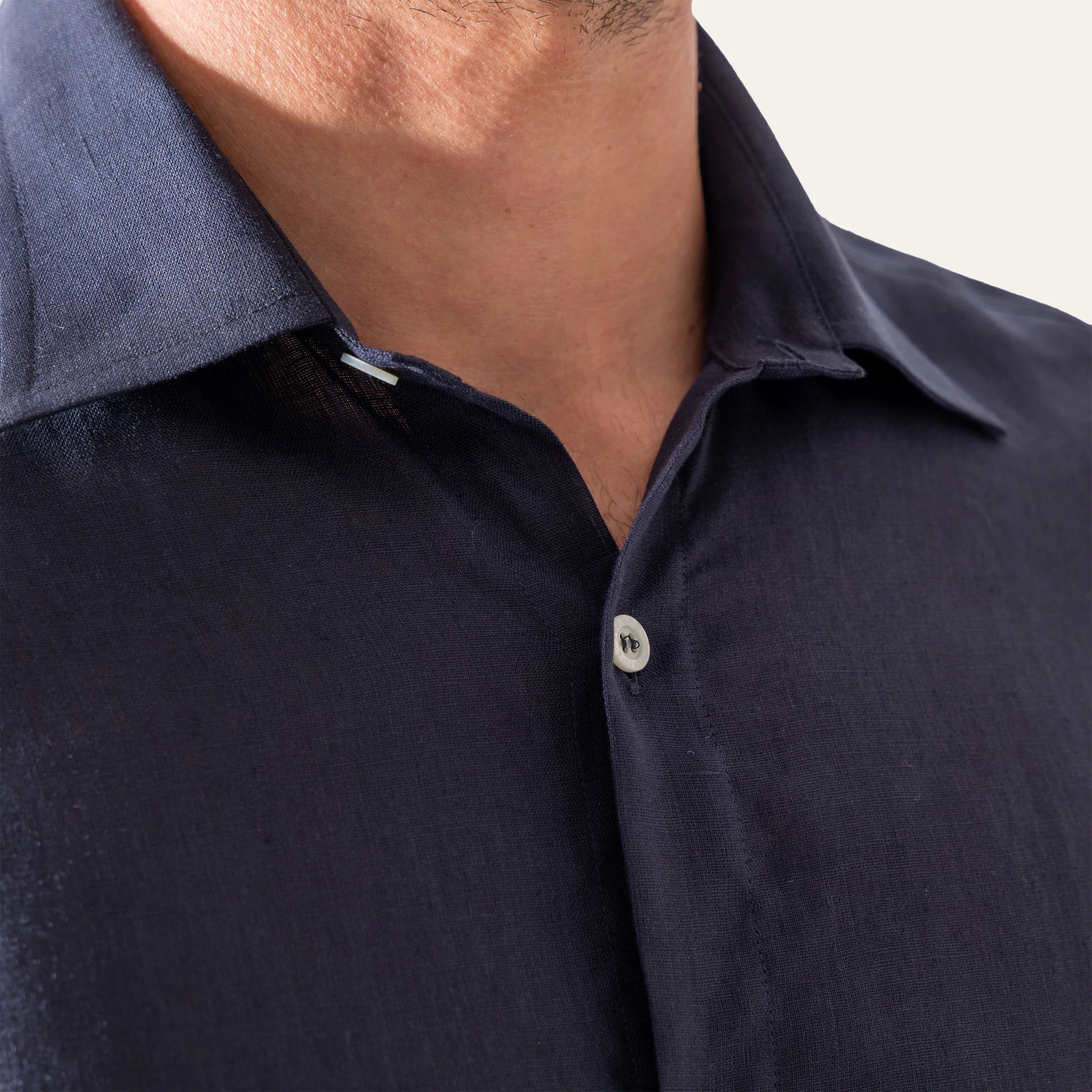 Classic Linen Shirt Navy - Image 4