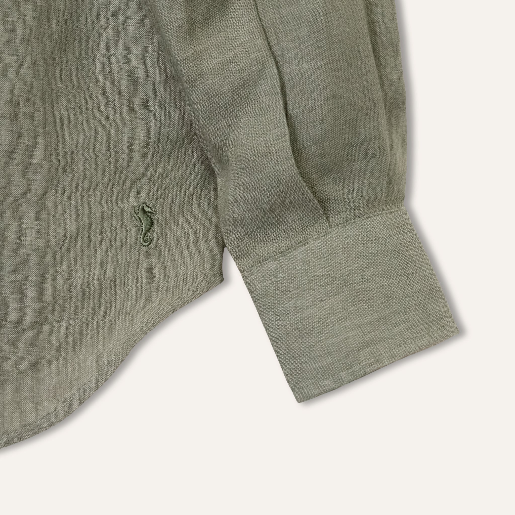 Classic Linen Shirt Olive - Image 5