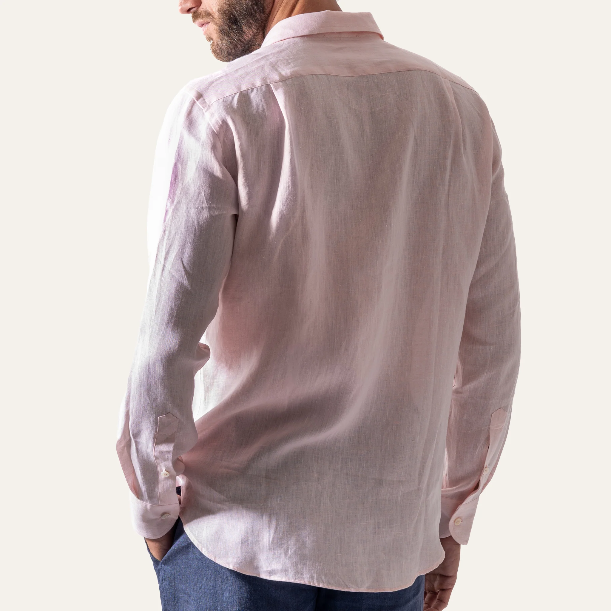 Classic Linen Shirt Pink - Image 5
