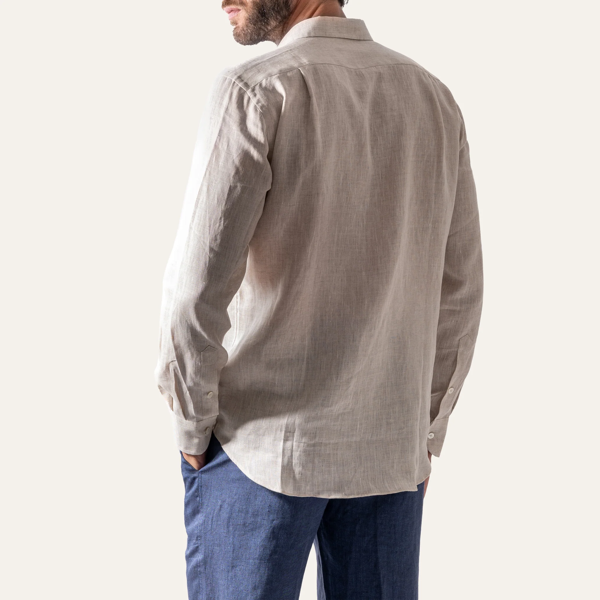 Classic Linen Shirt Sand - Image 5