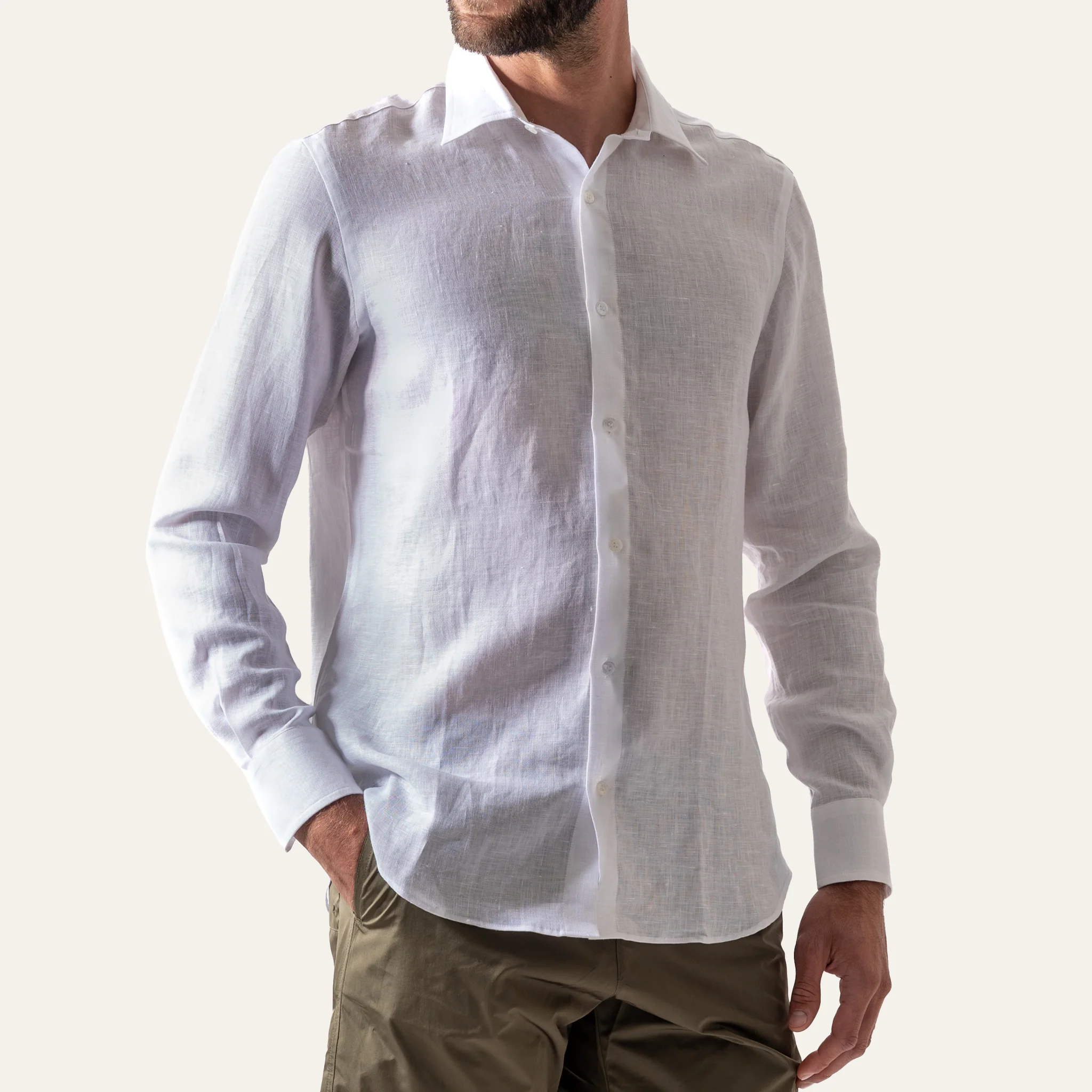 Classic Linen Shirt White - Image 5