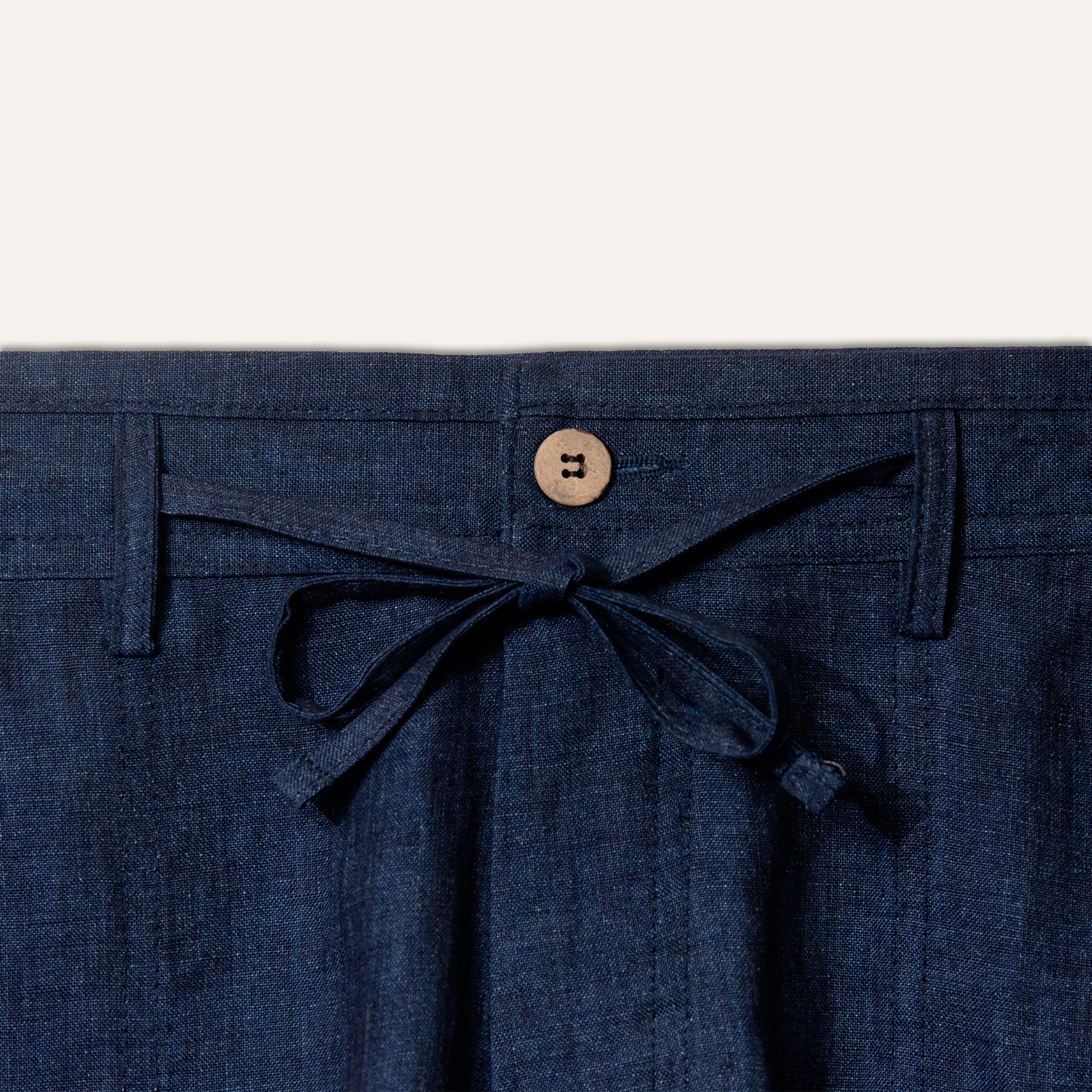 Linen Bermuda Shorts Navy - Image 3