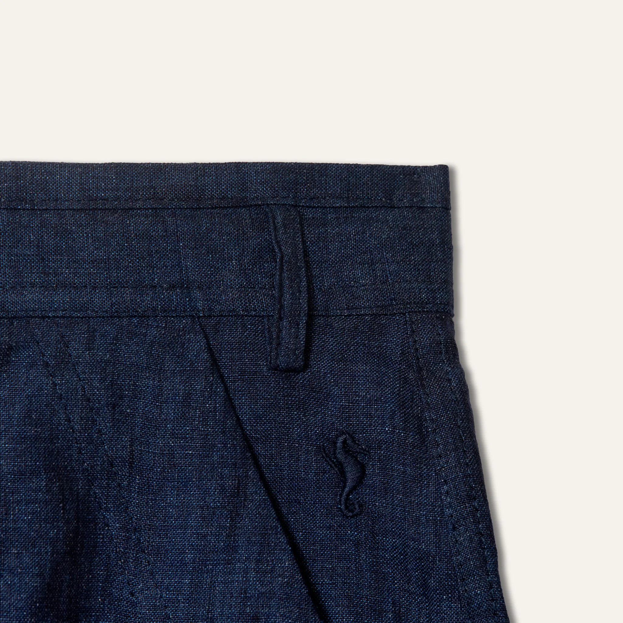 Linen Bermuda Shorts Navy - Image 5