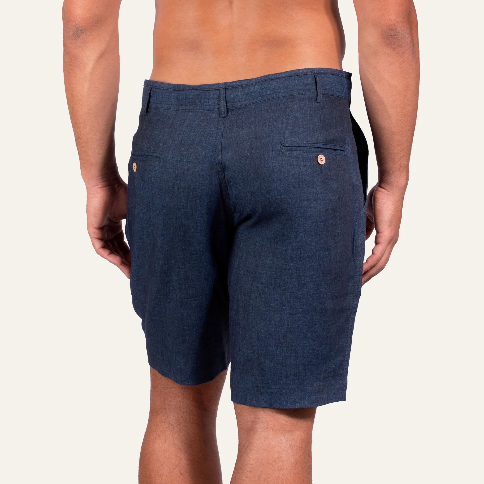 Linen Bermuda Shorts Navy - Image 6