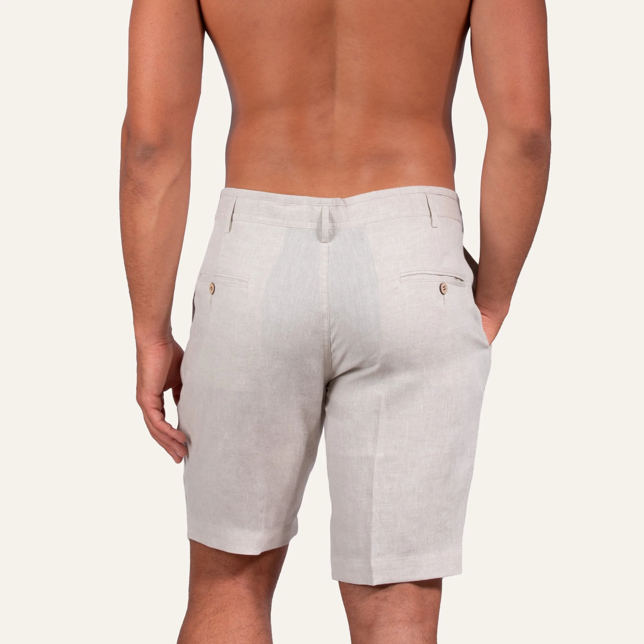 Linen Bermuda Shorts Sand - Image 6