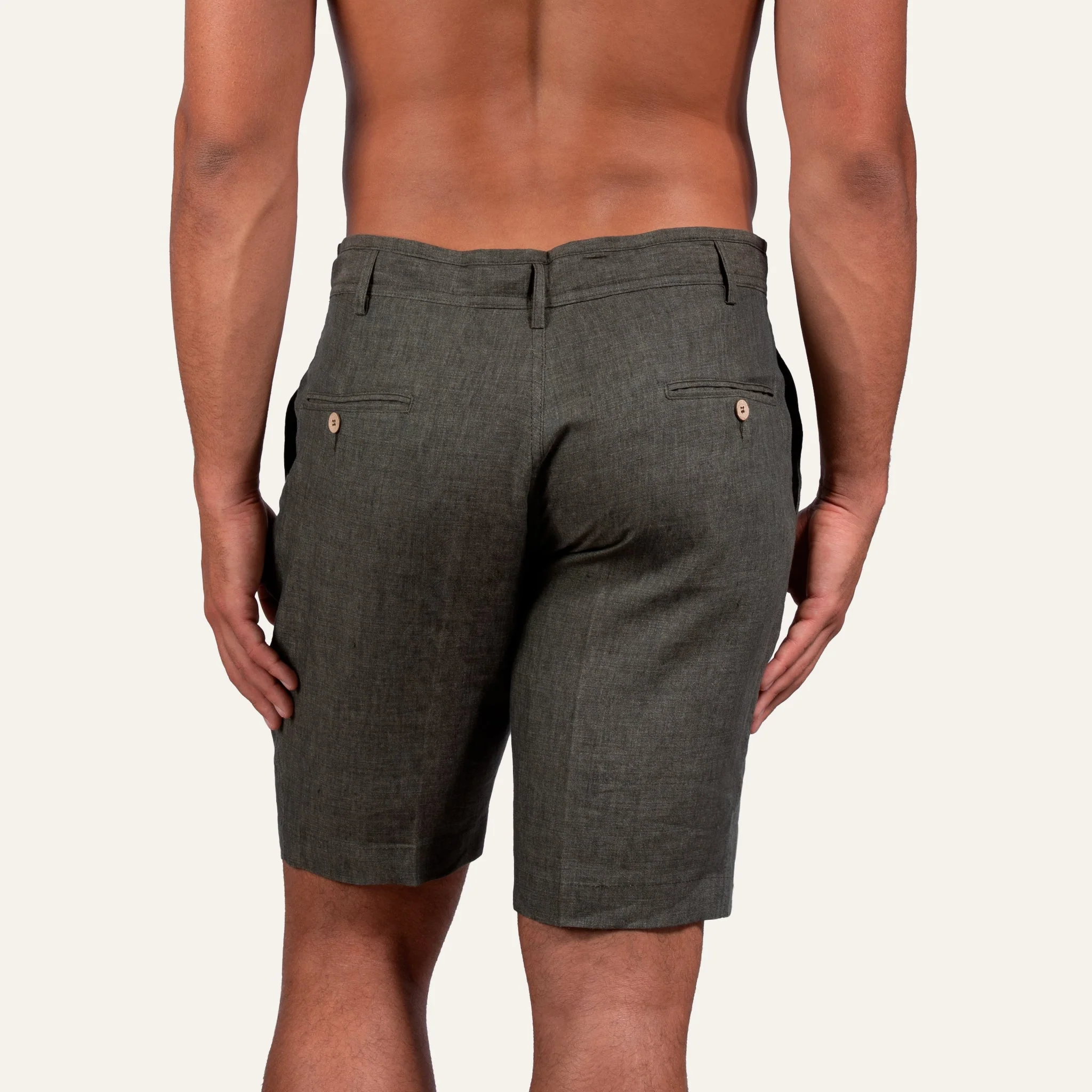 Linen Bermuda Shorts Olive - Image 4