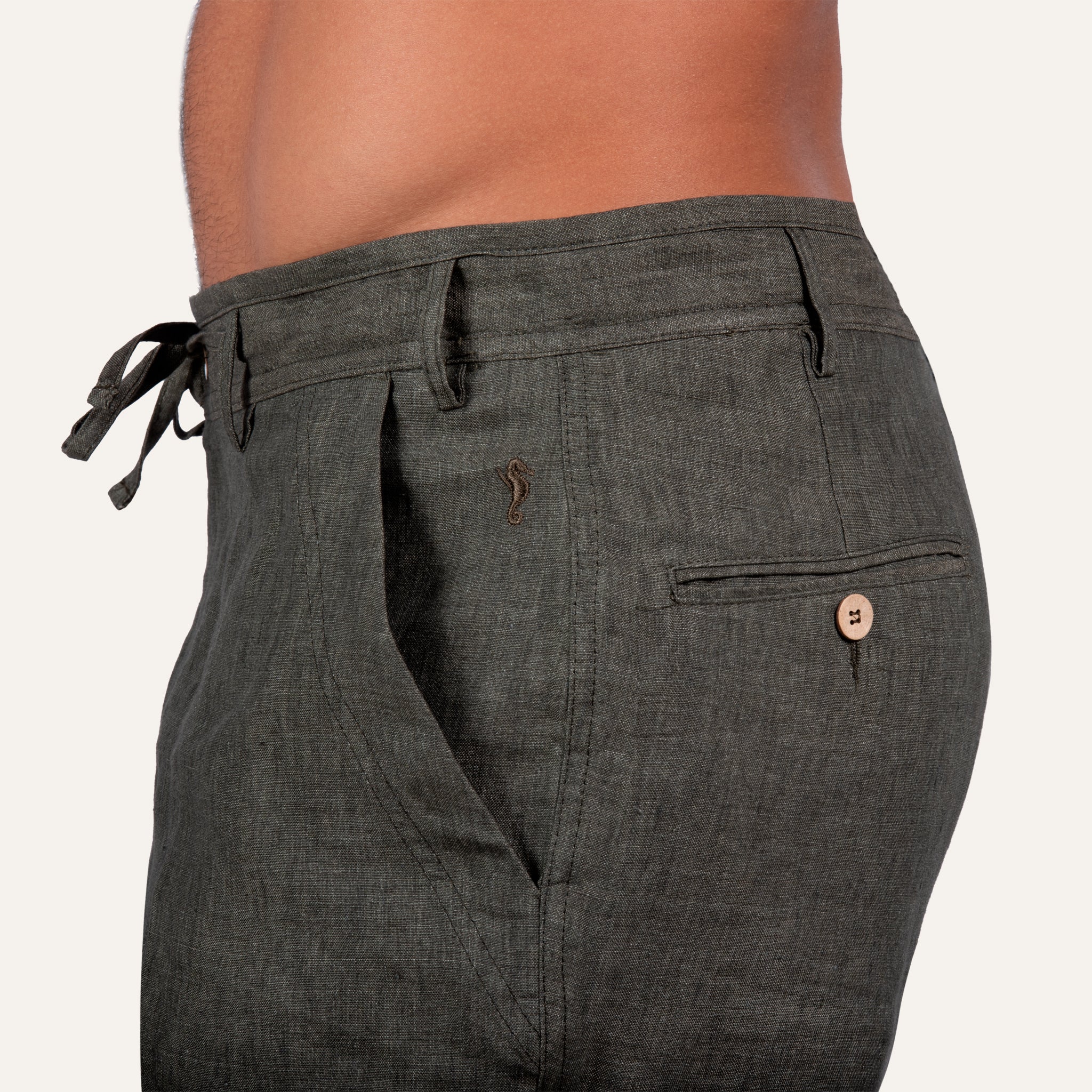 Linen Bermuda Shorts Olive - Image 6