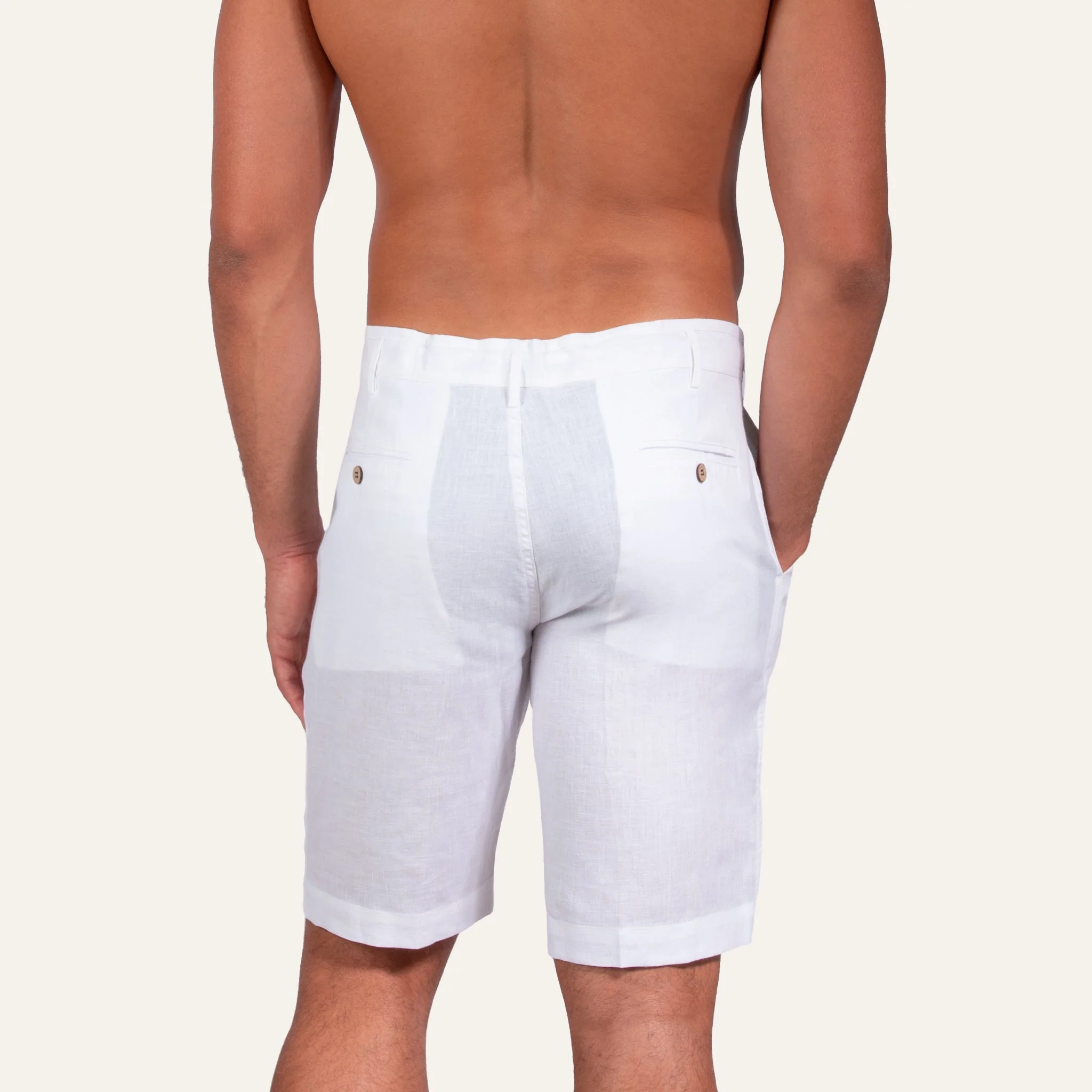 Linen Bermuda Shorts White - Image 6