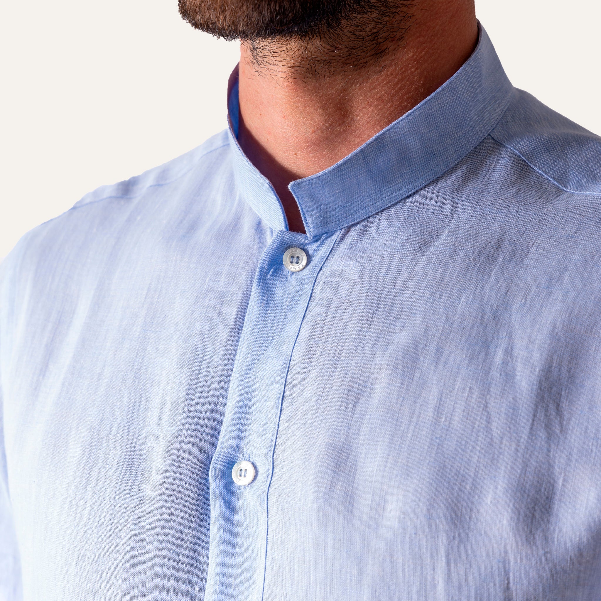 Casual Linen Shirt Light Blue - Image 3