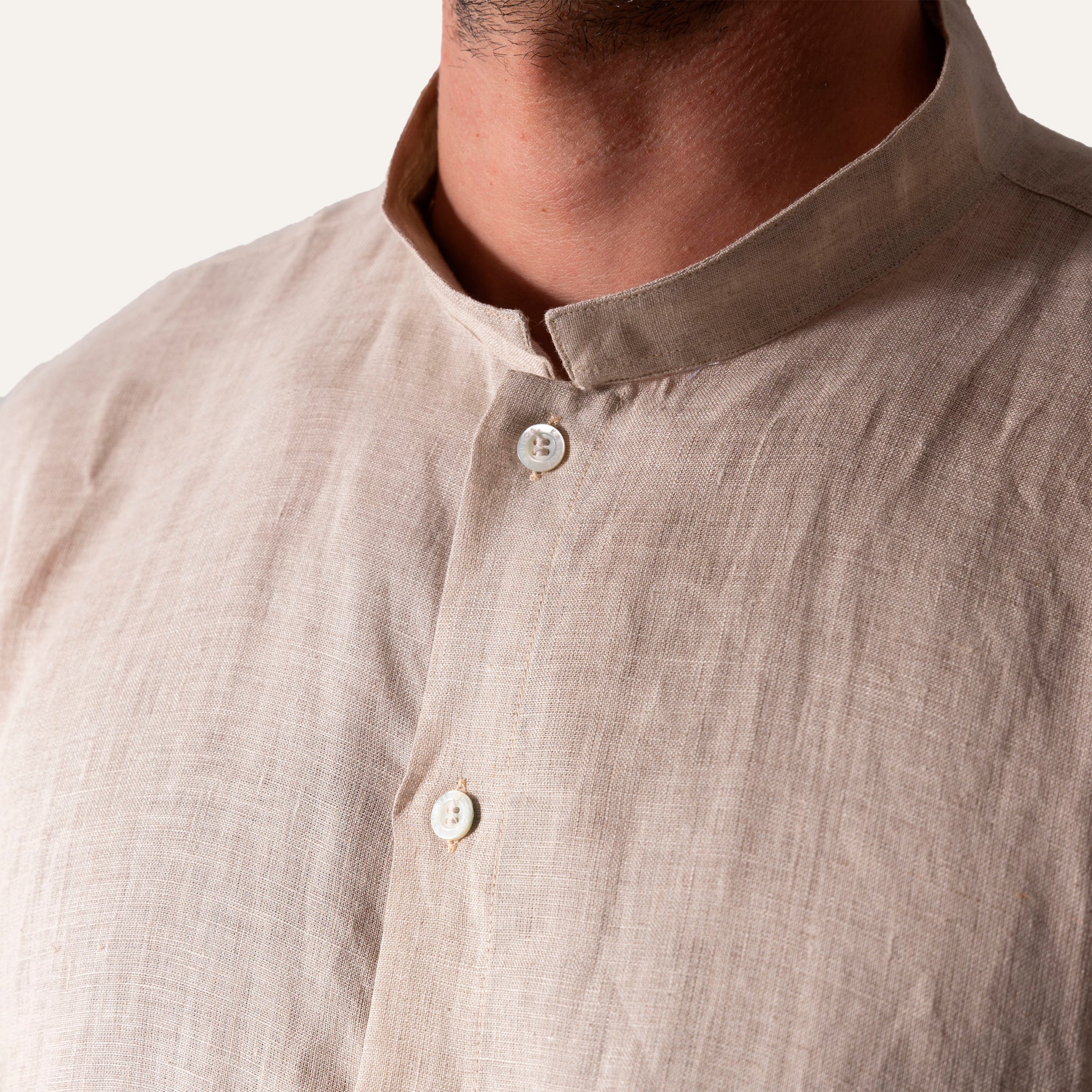Casual Linen Shirt Sand - Image 3