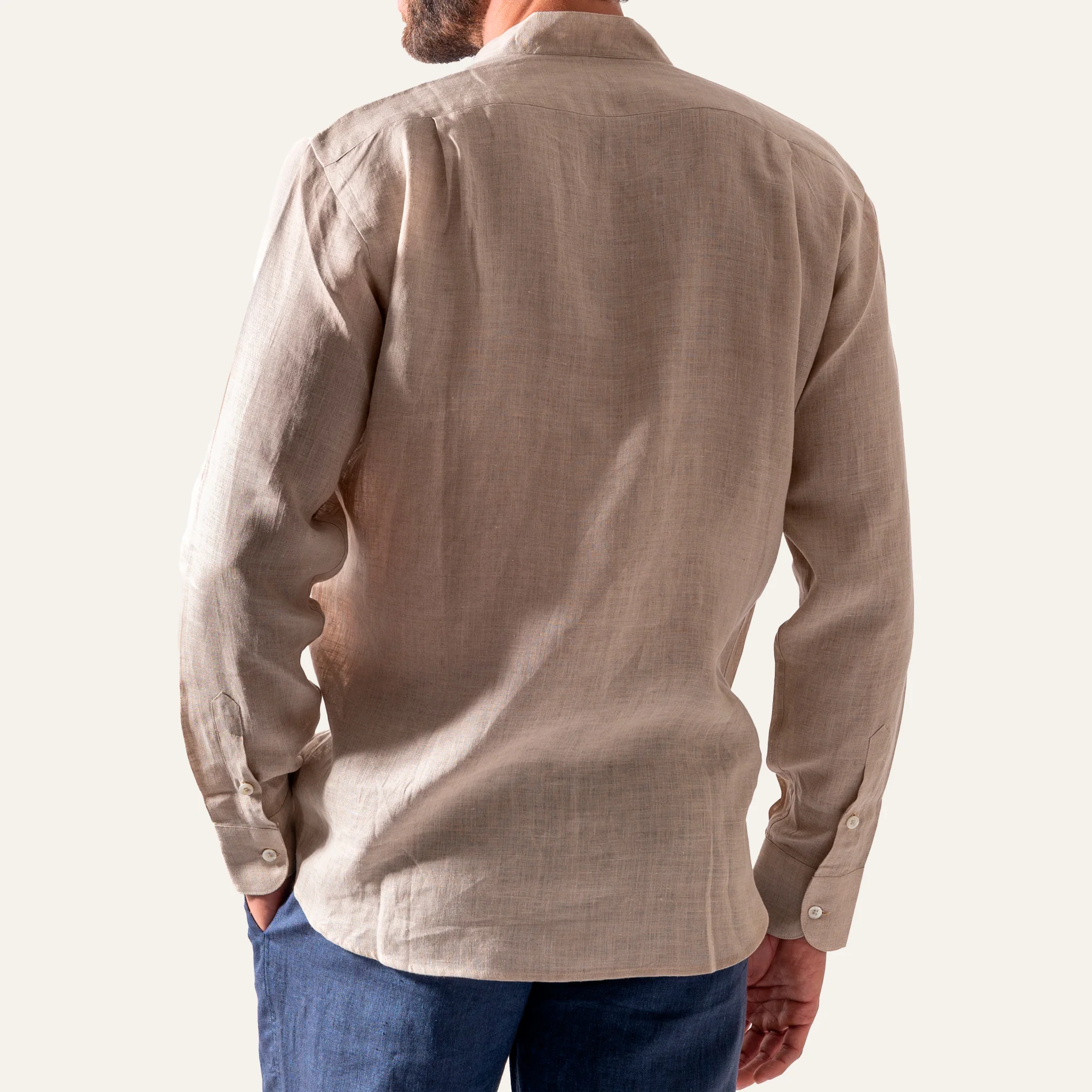 Casual Linen Shirt Sand - Image 5