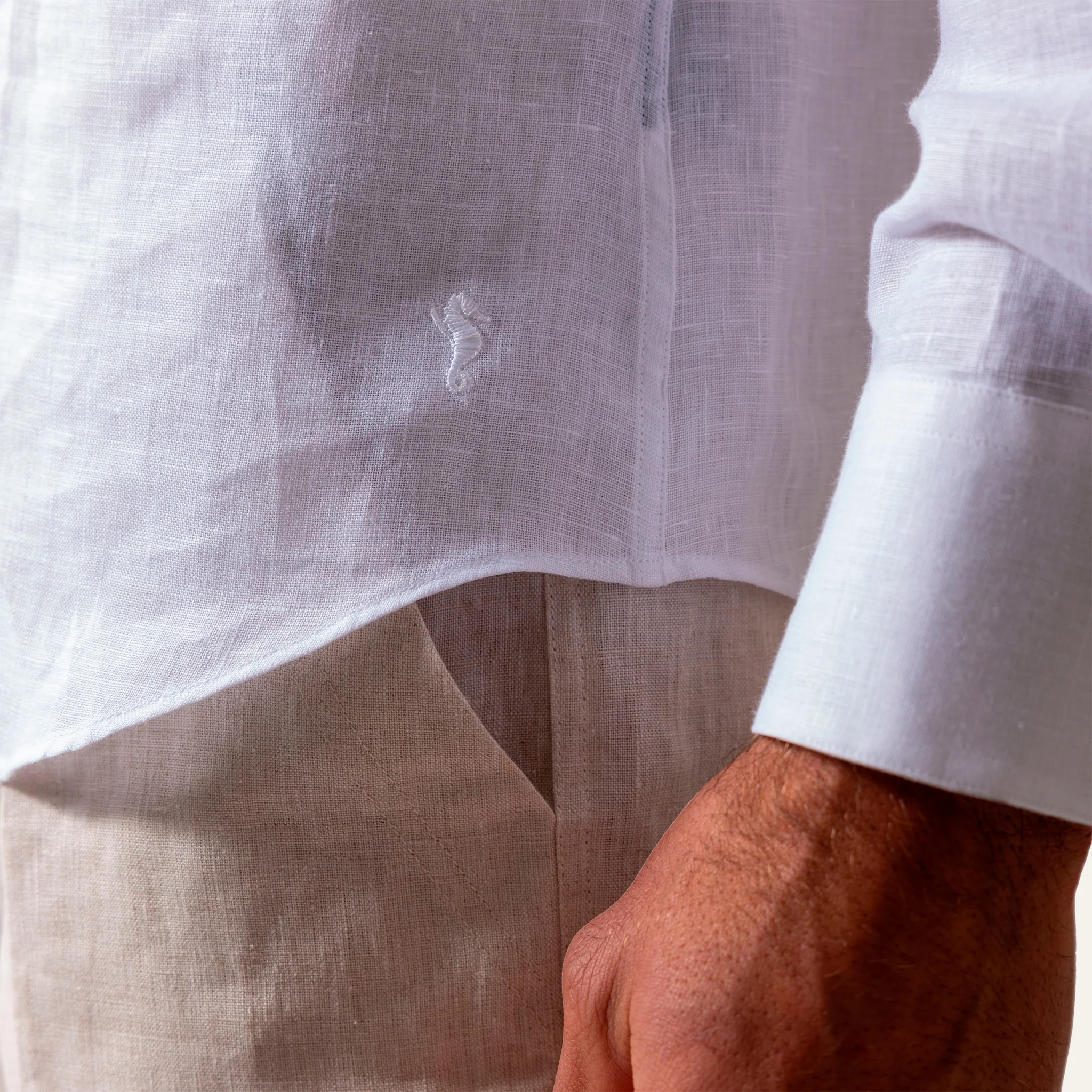 Casual Linen Shirt White - Image 3