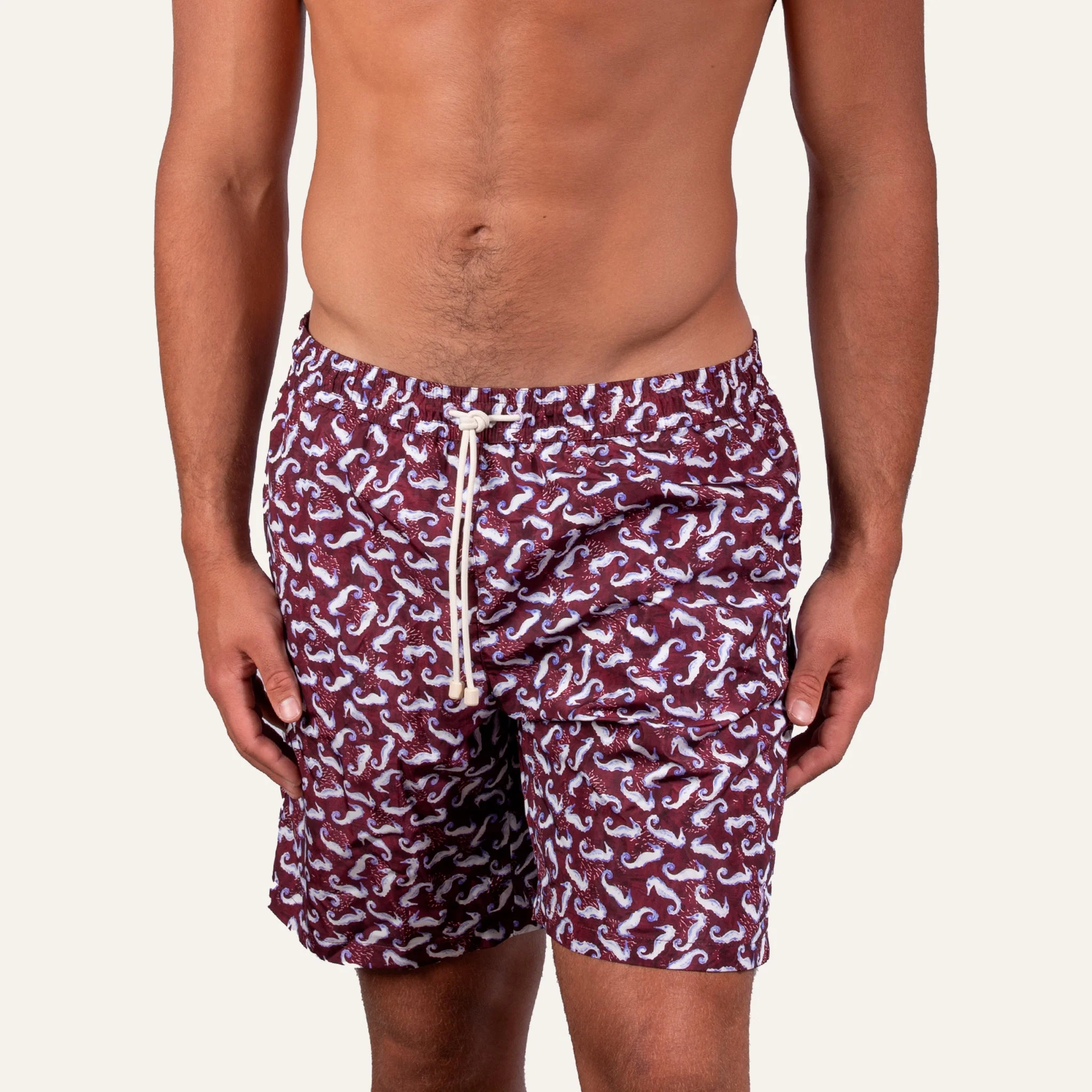 Swim Shorts Long Seahorse Burgundy - - Image 3