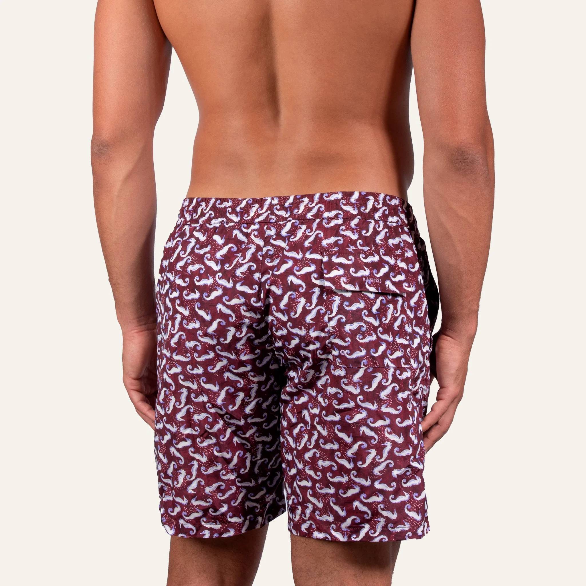Swim Shorts Long Seahorse Burgundy - - Image 5